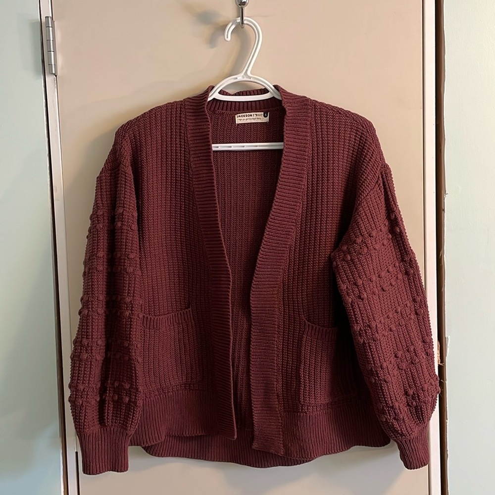 JACKSON ROWE  |  Cuffed Bell Sleeve Pom Pom Kolana Cardigan